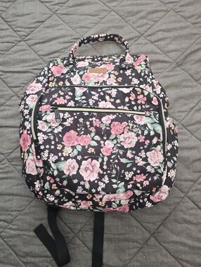 Floral Black and Pink Women’s Backpack Tote